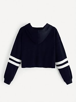 トップス KISHIDAMIKI cropped sweat zip top black SweatyRocks Women's Letter Print Color Block Long Sleeve